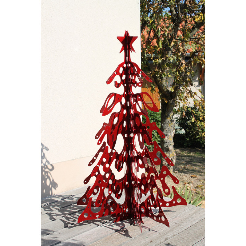 Sapin De Noel En Metal 1 M Rouge Vernis Chez Jardin Et Saisons